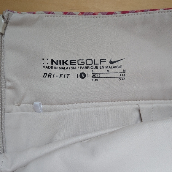 NIKE Golf Dry Fit Mini Short Skirt Size 8 Pink And Beige Pockets Side Zipper - Picture 7 of 10